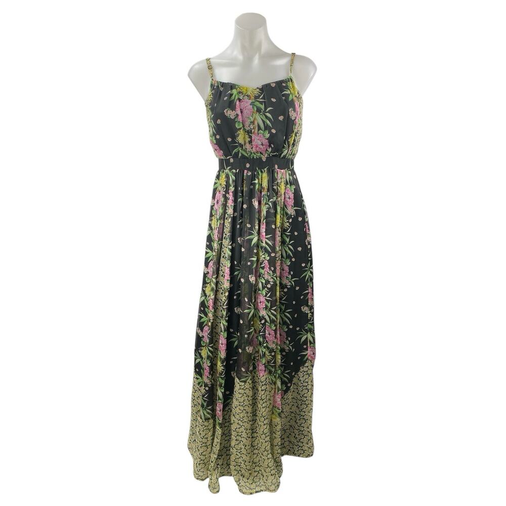 French Connection Multicolor Chiffon Floral Print Sleeveless Maxi A-line Dress 0